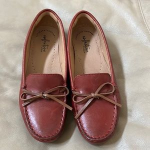 Clarks Red Leather Loafer Driving Moccasins